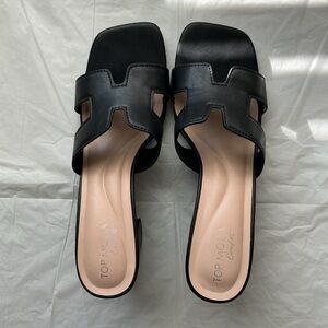 TOP Moda Women's Black Slide Sandals